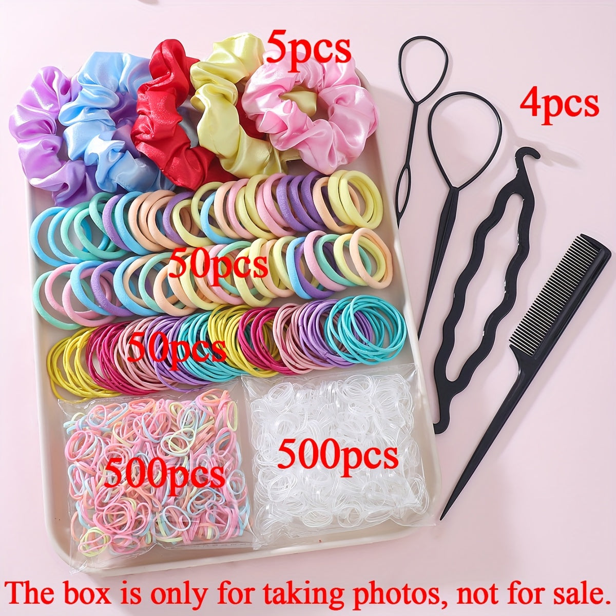 1109pcs Women’s Dark Hair Accessory Set with Elastic Bands