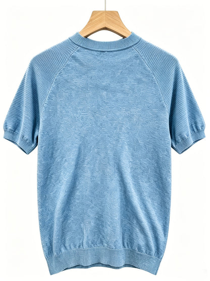 Men's Casual Summer Raglan Sleeve Knit Sweater, Lightweight Polyester