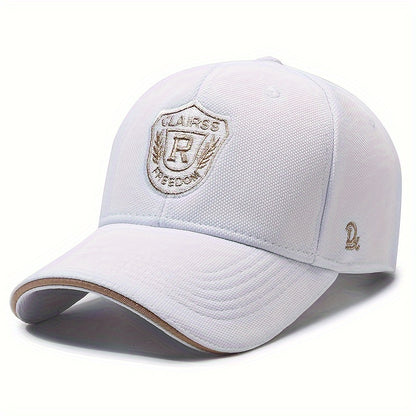 Four seasons hats baseball caps for men and women R letter Joker hat badge wide-brimmed visor