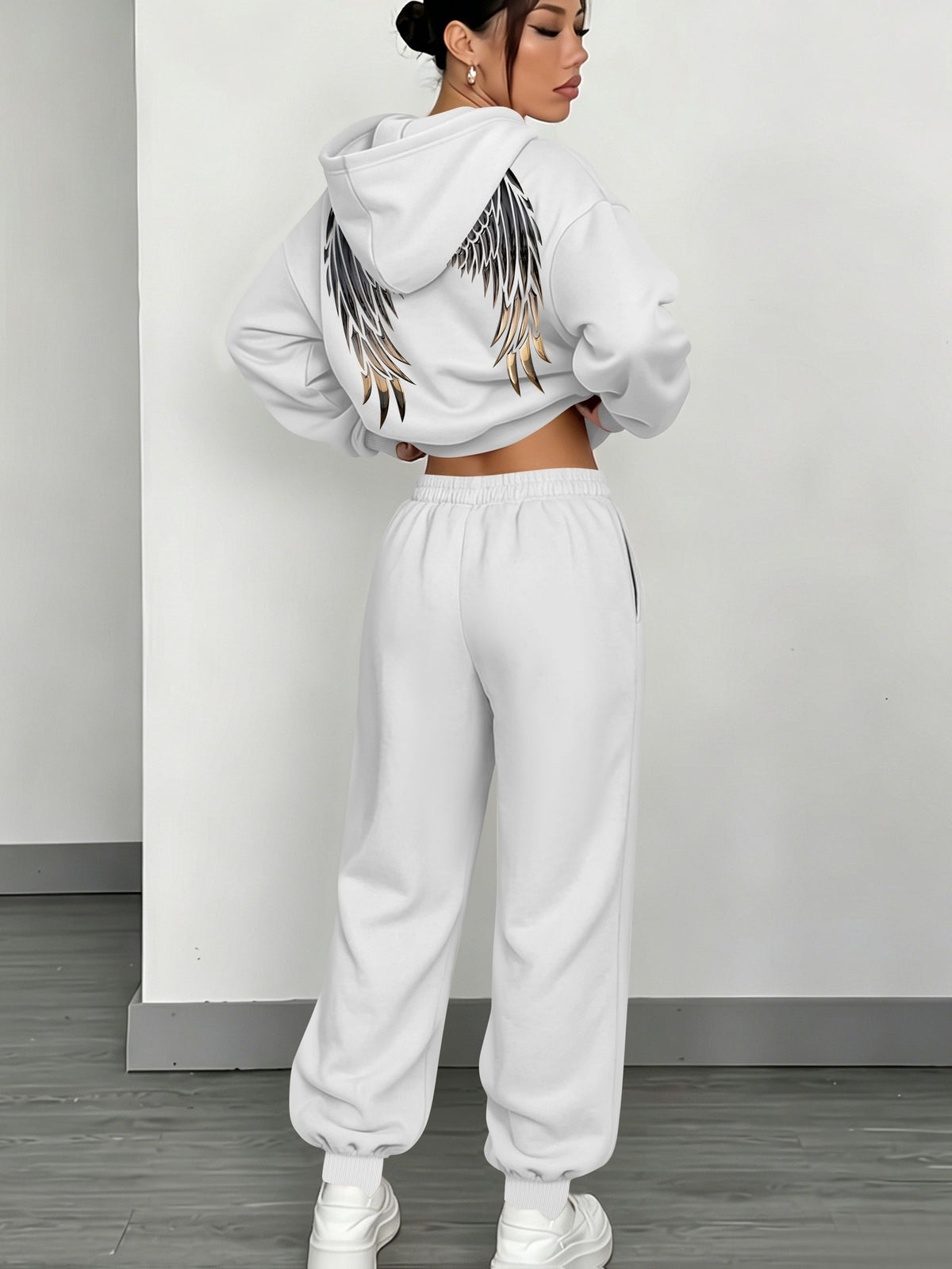 Women’s Fall Winter Casual Loose Hooded Sweatshirt & Pants Set - ayq