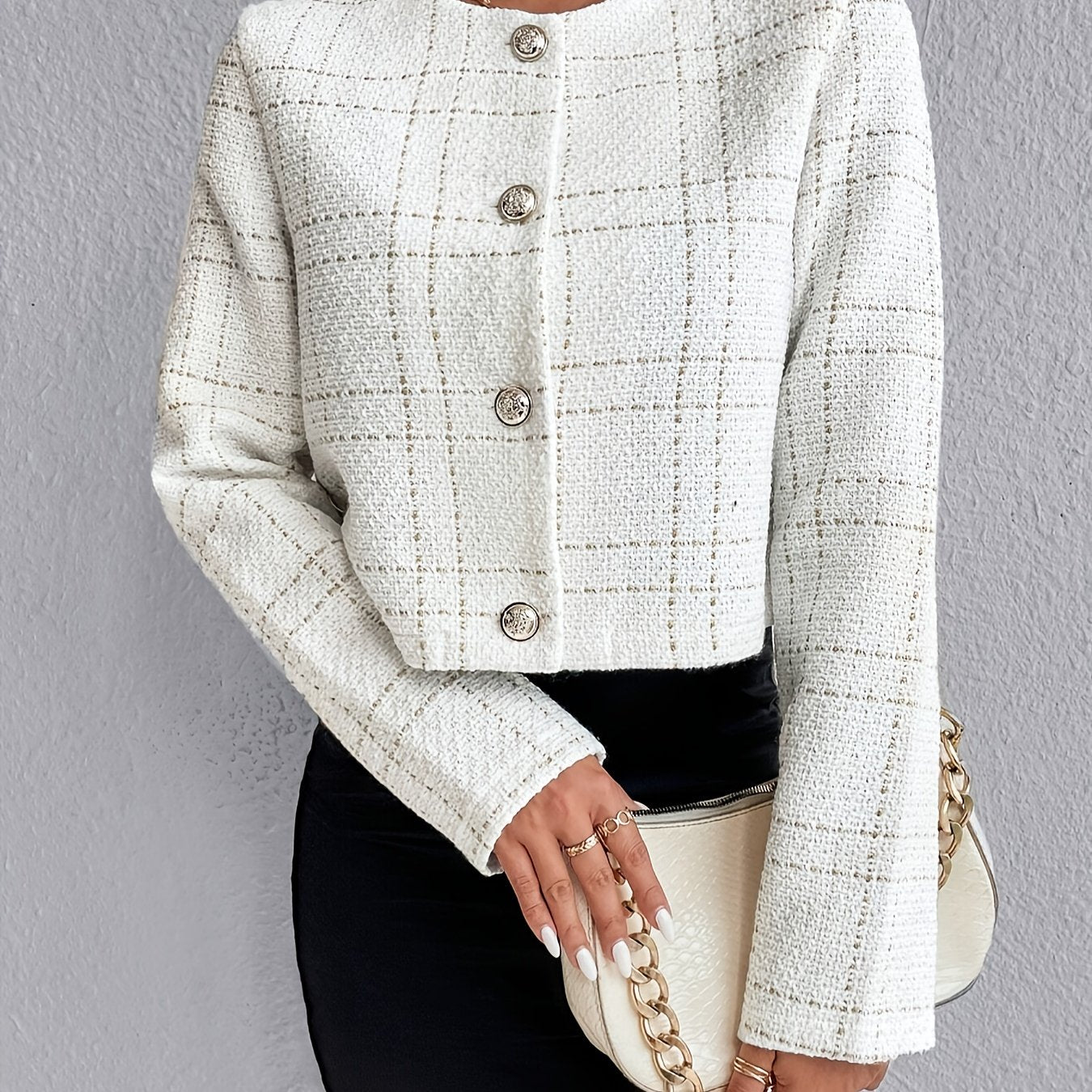 Women's European Luxury Jacket - Elegant Button-Front Coat with Classic Buttons, Structured All-Season Blazer for Formal Events, Everyday & Special Occasions - Machine Washable Women's Outerwear, Versatile Layering, Timeless