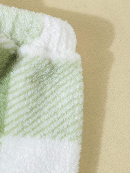 3pcs Plush Set Girl's Plaid Teddy Vest + Long-Sleeve Top + Teddy Pants, Casual outdoor Style Girls Winter/ Fall Clothes, Gift