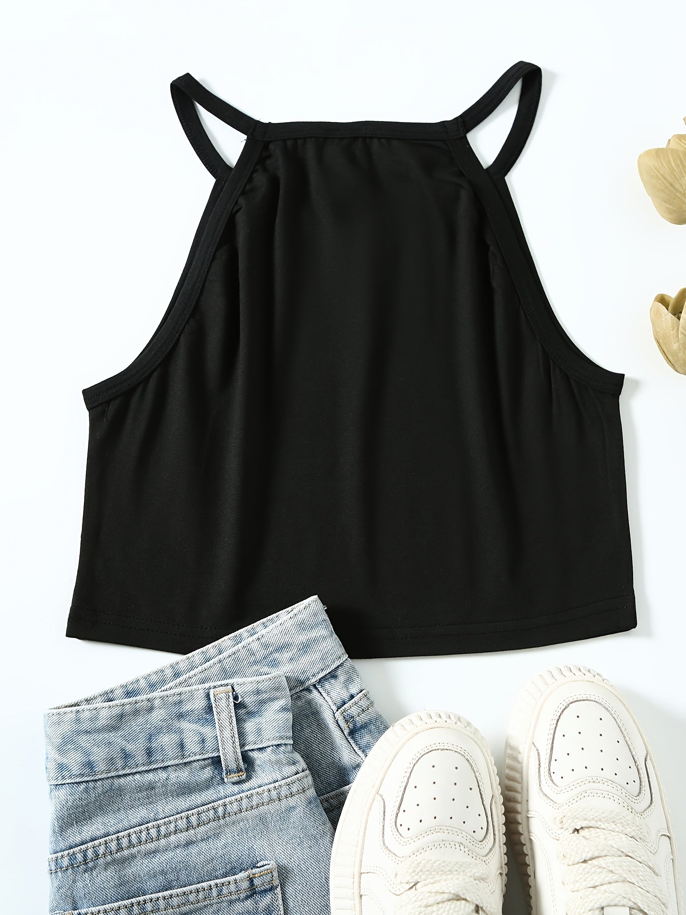 Women's Black Sleeveless Tank Top & Shorts Casual Set