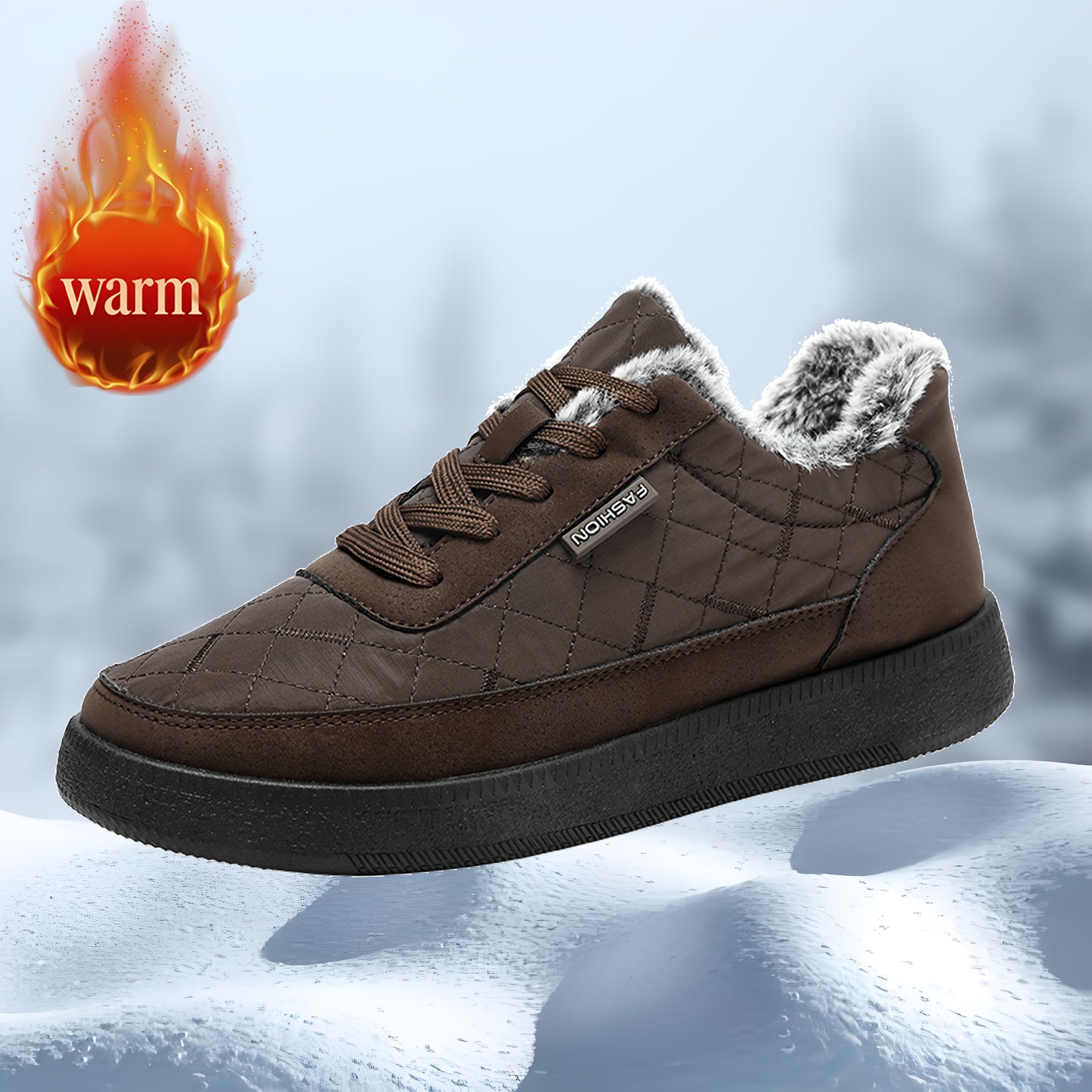 Men'S Winter Boots - Thermal Insulated Cold Weather Shoes with Cushioned Rubber Sole, Lace-Up Ankle Support - Slip-Resistant Traction for Ice, Snow, and Everyday - Low-Top Design in Black/Gray/ - Ideal for Hiking, Travel, Hom