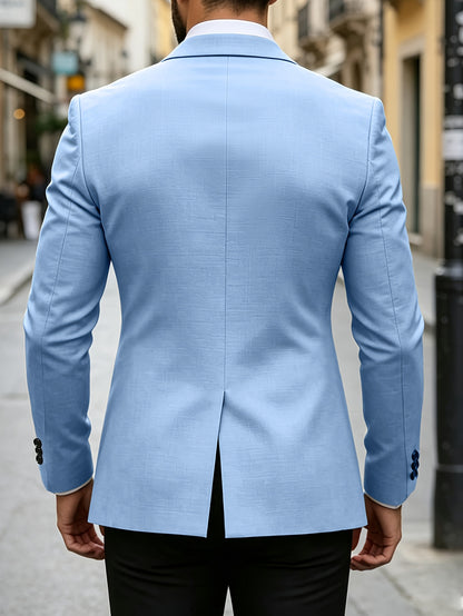 Men's Solid Color Casual Business Suit Jacket with Lapel Collar