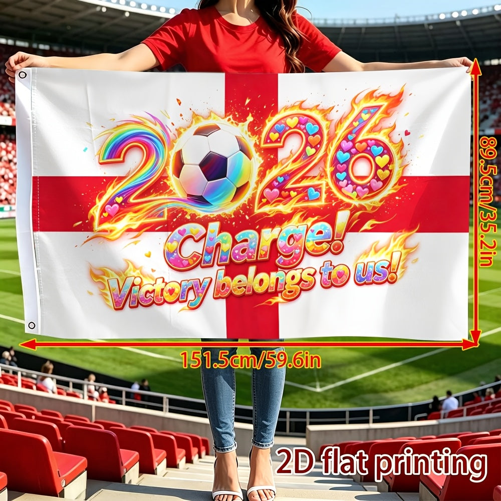 England 2026 Football Fan Flag - Vibrant Polyester, Fade-Resistant