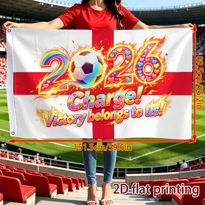 England 2026 Football Fan Flag - Vibrant Polyester, Fade-Resistant