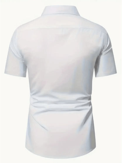 Men's Stretch Solid Color Short Sleeve Shirt for Summer