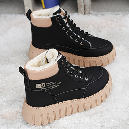 2025 Winter Fashionable Versatile Warm  Boots for Women: High-Top Plush Lined Casual Shoes with Thick Sole, Lightweight and Comfortable Design in Various Colors