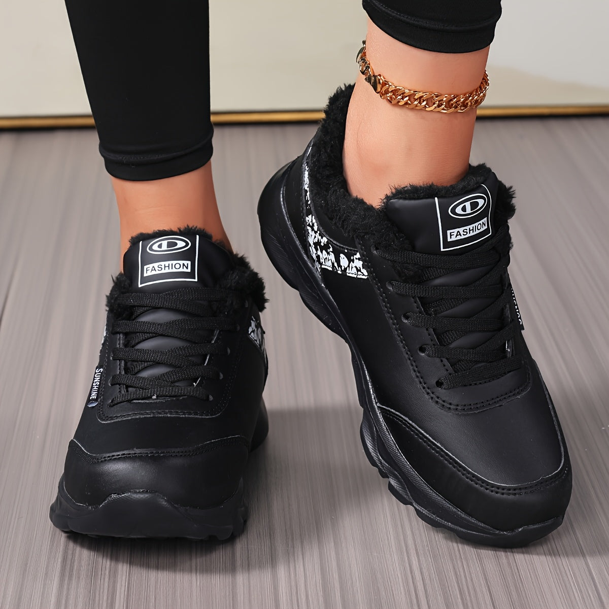 Women's Winter Thermal Fleece-Like Short Boots - Grey & Pink Faux Upper, Sole Traction, Lace-Up Low-Top Snow Shoes for Ice Walking, Casual & - Warm Cold Weather Outdoor Footwear