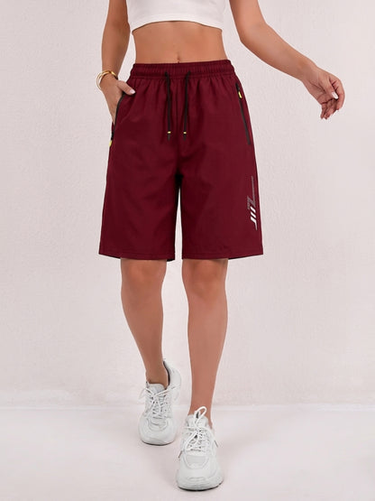 Women's Loose-Fit Quick-Dry Sports Shorts with Zipper Pockets