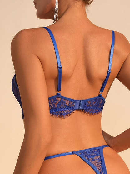 Women's Semi-Sheer Sexy Lingerie Set with Stretch Fabric