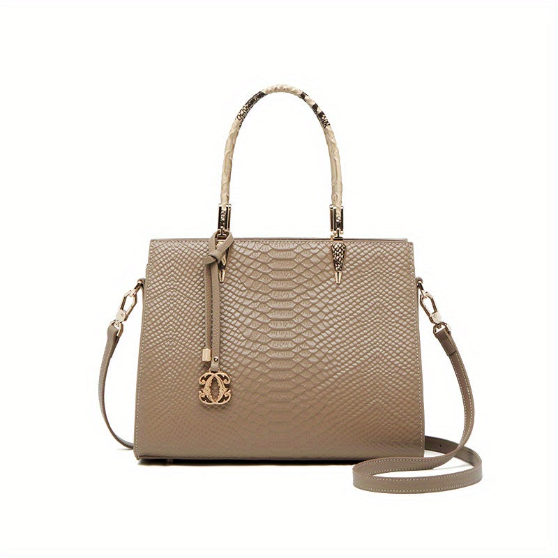 Luxury Vintage Genuine Leather Women's Tote Bag with Adjustable Strap