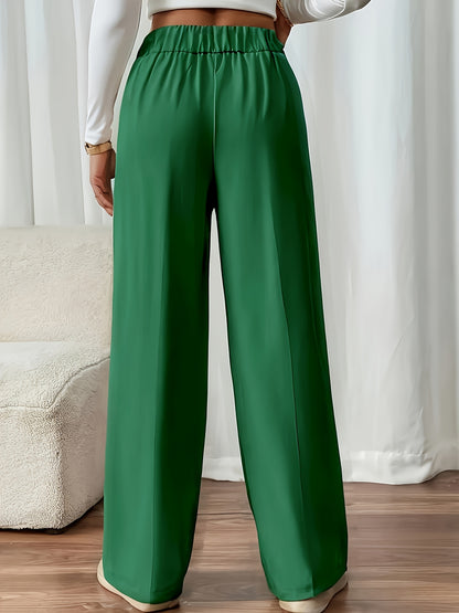 Elegant Women's Straight-Leg Office Pants in Solid Polyester