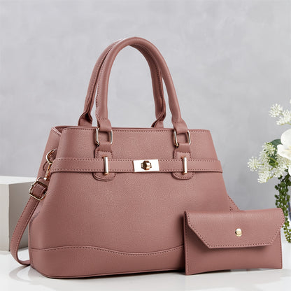 Women’s 2-Piece Faux Leather Quilted Bag Set with Removable Strap