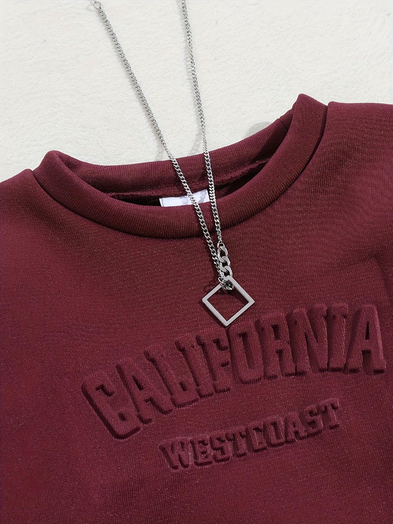 Tween Girls' Autumn/Winter Letter Embossed Warm Lined Sweatshirt and Joggers, Perfect for Outdoor