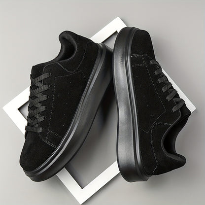 Men's Shoes, Unisex, Plus Size, Discounted Footwear, Versatile Black Skate Shoes, Fiber Fabric, Lightweight Casual Sneakers, Suitable for Outdoor Daily Commuting Activities - ayq