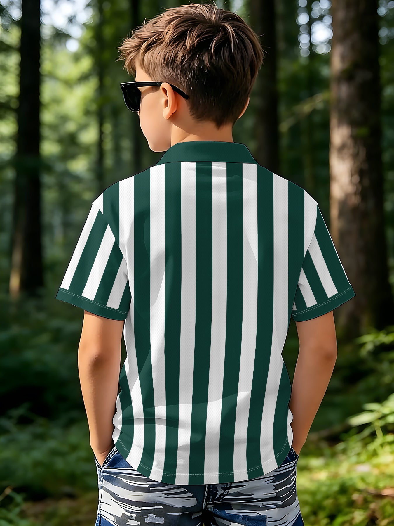 Boys' Summer Casual Polo Shirt with Printed Design