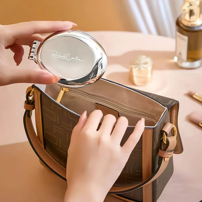 Foldable Round Makeup Mirror with Air Cushion Comb - Portable