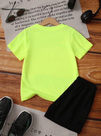Boys Casual Dinosaur T-Shirt and Shorts Set for Summer - ayq
