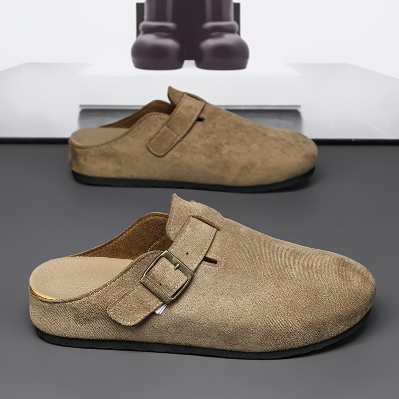 Men's Comfortable Backless Slip-On Slippers with Thick Sole
