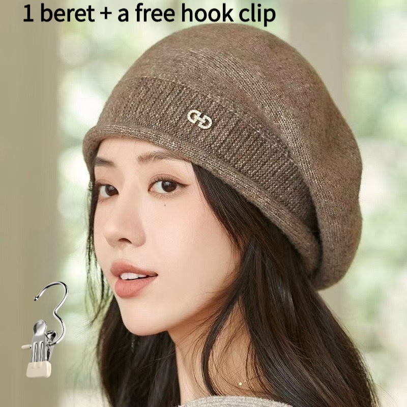 Women's Lightweight Black Beret Hat - Soft, Warm & Elastic Fit