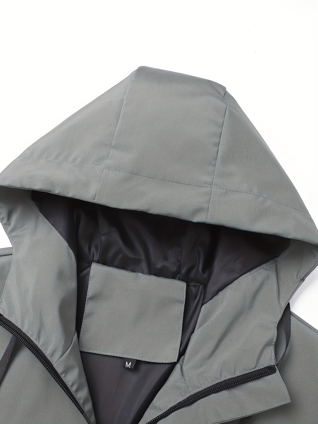 Men'S Stylish Black Hooded Windbreaker Jacket with Zipper Pockets - Casual, Loose Fit, Long Sleeve, Polyester Lining, Perfect for Spring and Fall, Casual Wear Jacket|Hooded Jacket|Zippered Jacke