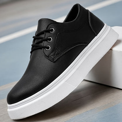 Plus-Size Men's Low-Top Skate Sneakers, Casual PU Shoes