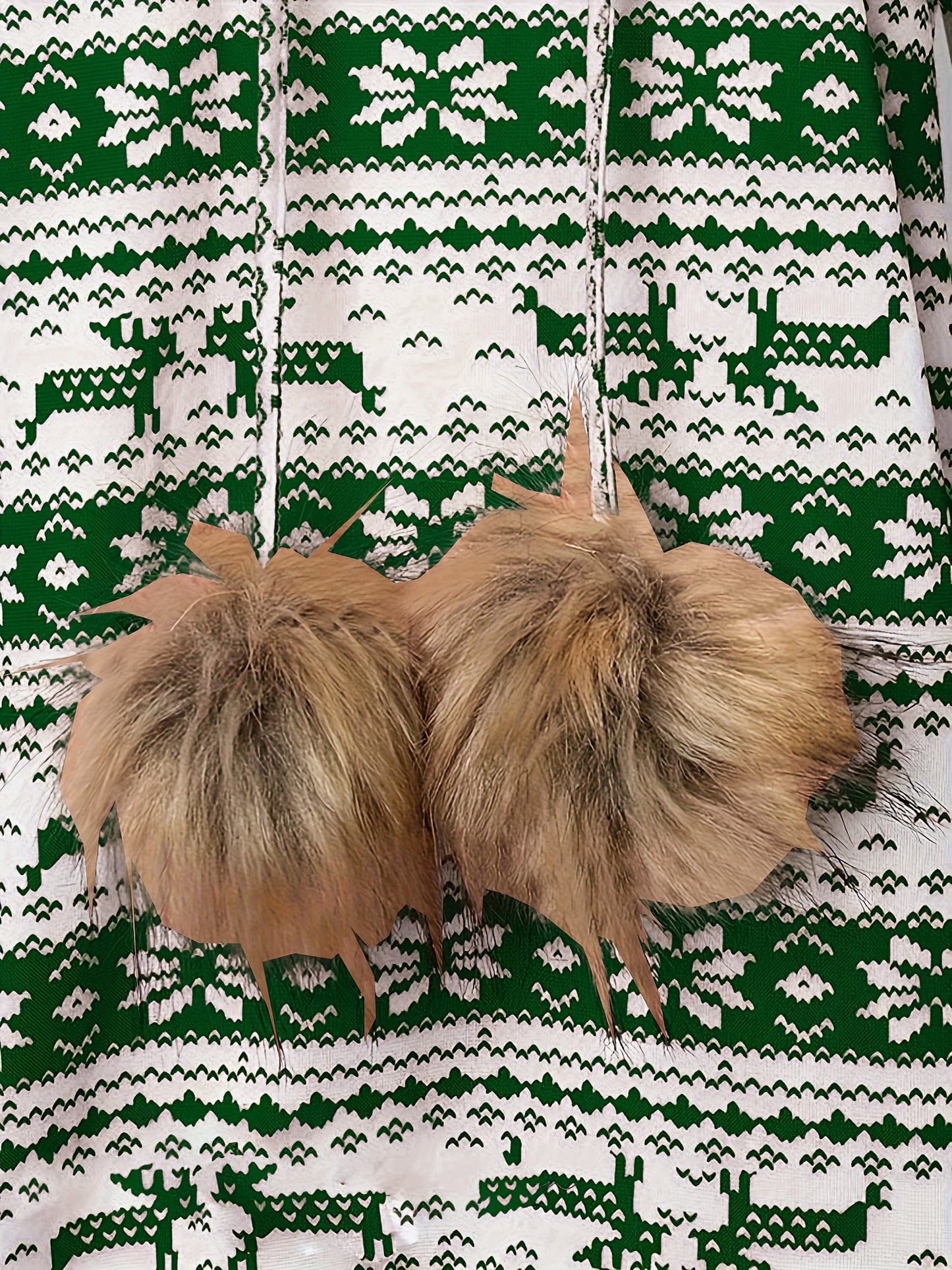 Women'S Christmas Deer & Snowflake Print Hooded Sweater Dress - Long Sleeve Winter Warmth, Red & Holiday Party Outfit with Pompom Sleeves