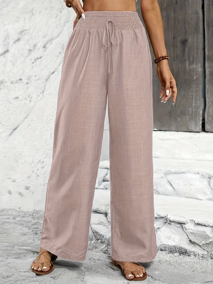 Elegant Solid Color Twisted Knot Straight-Leg Pants