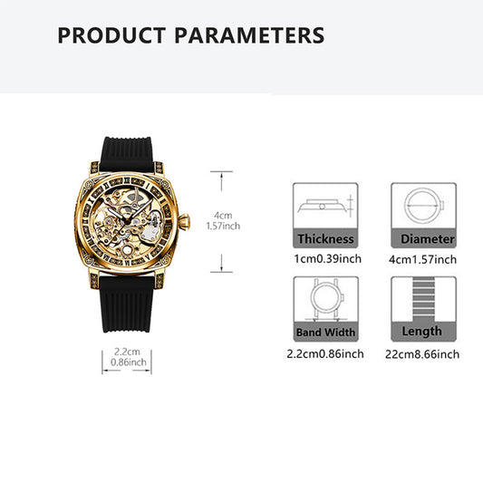 Men’s Mechanical Tourbillon Watch Set with Silicone Strap