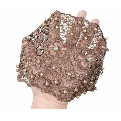 Boho Wide Lace Headband with Breathable Beaded Design