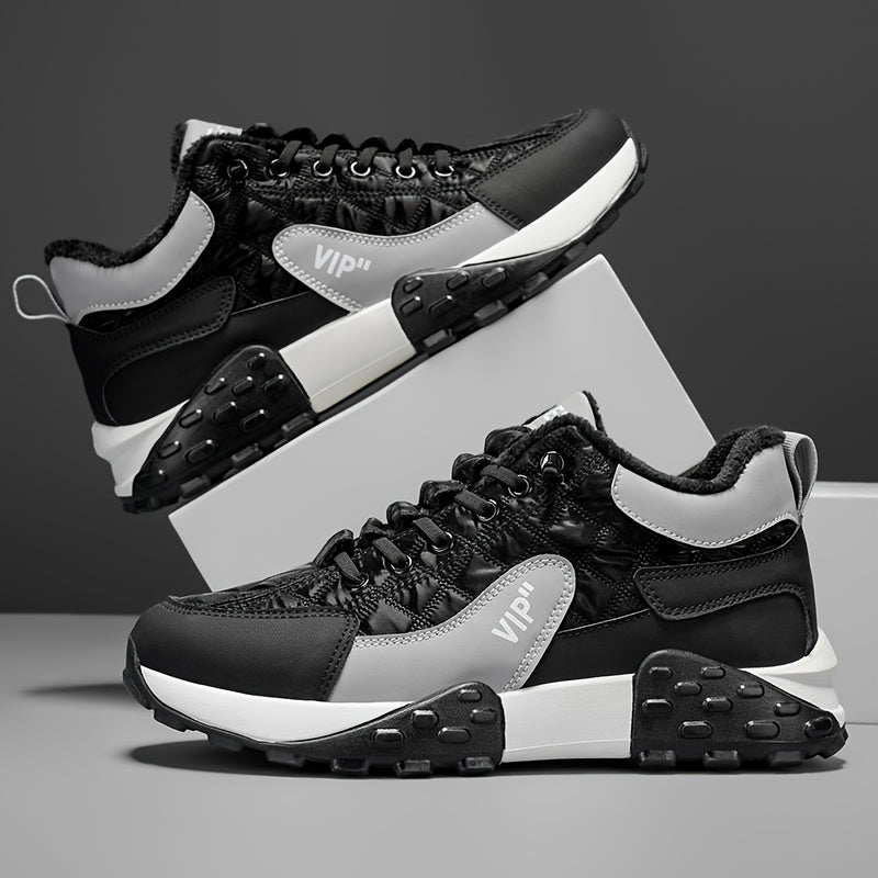 Men'S Stylish Winter Sports Shoes - in And Navy Blue, Featuring Lace-Up Ankle Boots, Thick PVC Soles, Upper Material, Breathable Fabric Lining, Perfect for Casual Wear Throughout The Seasons, Ideal Winter Boots for Men, Fashi