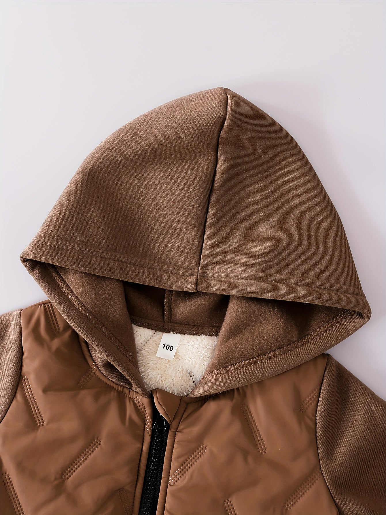 Boys' Fashion Set, Autumn/Winter Coffee Brown Hooded Lined Warm Jacket & Elastic Waist Velvet Pants with "ONPE‘" Letter Pattern - Casual Comfortable Thermal Sportswear Gift, Perfect for