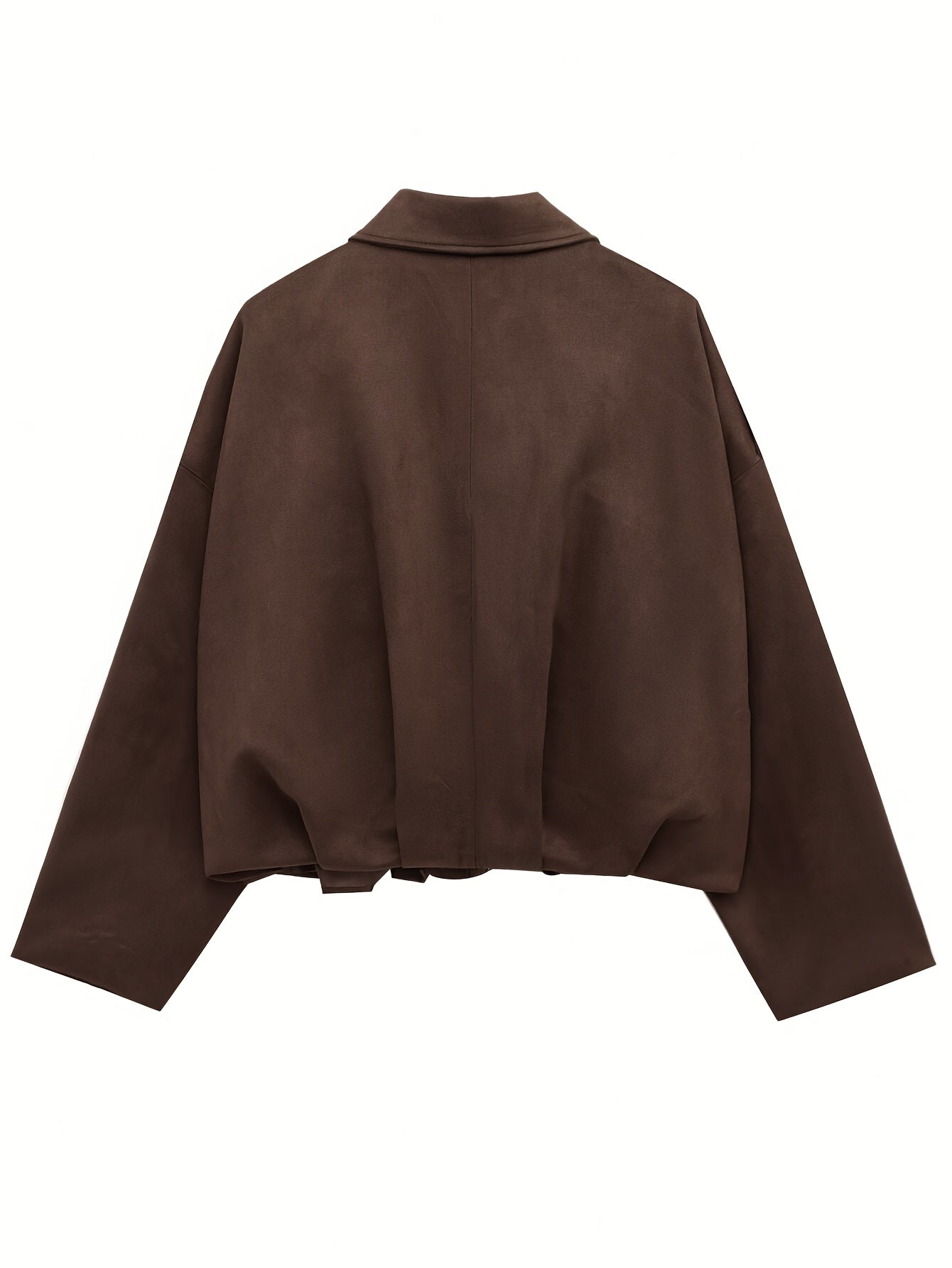 Women'S Vintage Bomber Jacket - Loose Fit Long Sleeve Zip-Up with Drop Shoulder Design, Brown Casual Outerwear for Fall/Winter, Non-Stretch Fabric, Perfect for Casual Attire, Autumn Winter Jacket | Vintage Bomber Style | Zipp