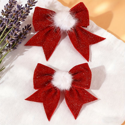 1pc or 2pcs Set (Matching Pair) French-Style Large Bow Hair Claw Clip - Burgundy & White Two-Tone Satin, Non-Slip Teeth for secure hold, for wedding/Party/Braids/Twists/Buns - Gentle on Hair, Wedding Hair for Women