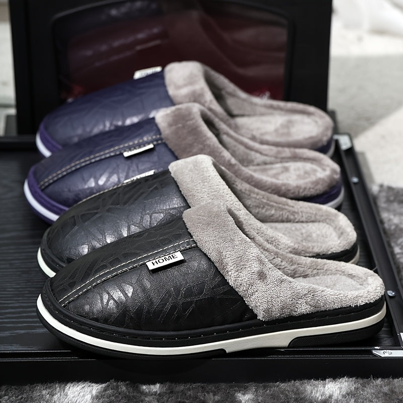 Men's Oversized Plush Winter Slippers Soft Warm Indoor Shoes