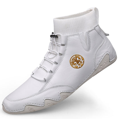 Men's Casual Lace-Up Ankle Boots in Split Leather
