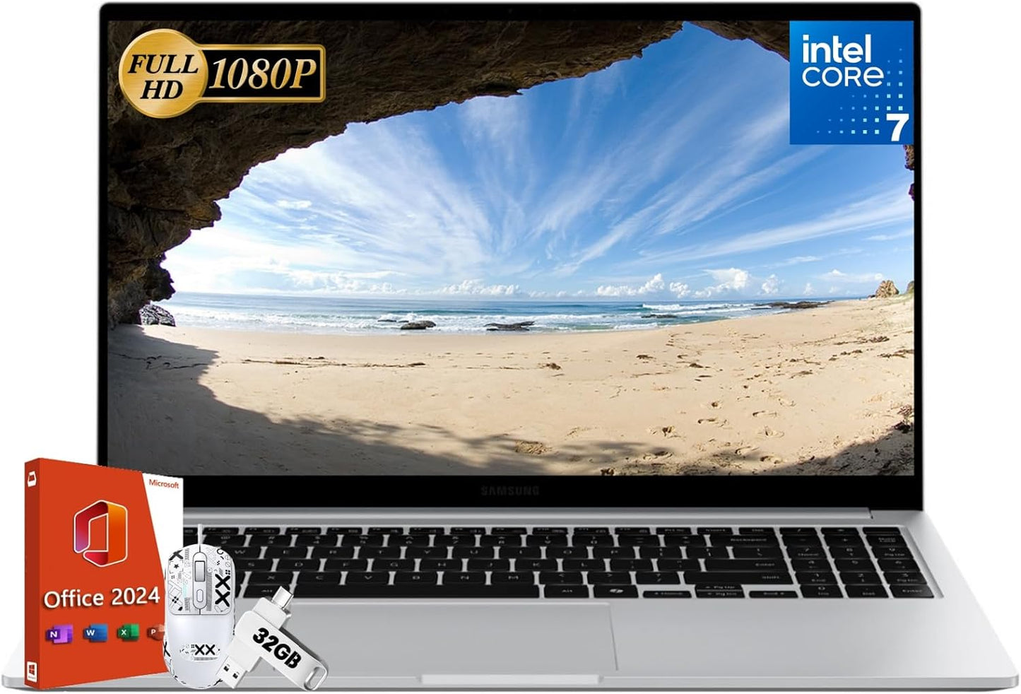 SAMSUNG Galaxy Book4 Business Laptop, Intel 10-Core 7-150U(Beats I7-1335U), 15.6" FHD Display, 16 GB RAM, 4 TB SSD, Backlit Keyboard, 32GB UFD, Windows 11 Pro & Microsoft Office 2024 Lifetime