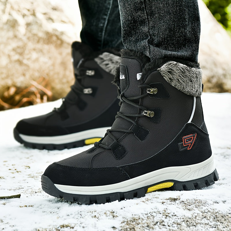 Men's & Women's Winter Snow Boots with Plush Lining & Slip-Resistant Rubber Sole - High-Ankle Lace-Up PU Shell, Insulated Cold-Weather Traction for Hiking, Hunting, Outdoor Activities - Unisex Heavy-Duty Round-Toe Boots for M