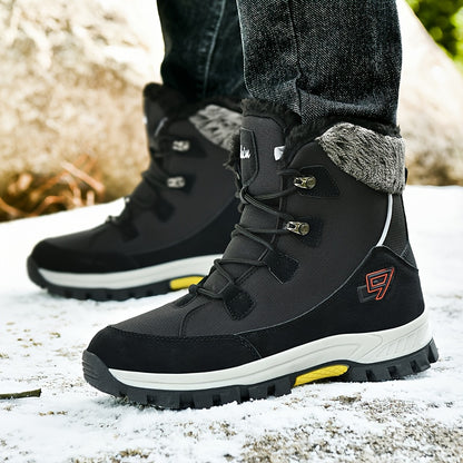 Men's & Women's Winter Snow Boots with Plush Lining & Slip-Resistant Rubber Sole - High-Ankle Lace-Up PU Shell, Insulated Cold-Weather Traction for Hiking, Hunting, Outdoor Activities - Unisex Heavy-Duty Round-Toe Boots for M