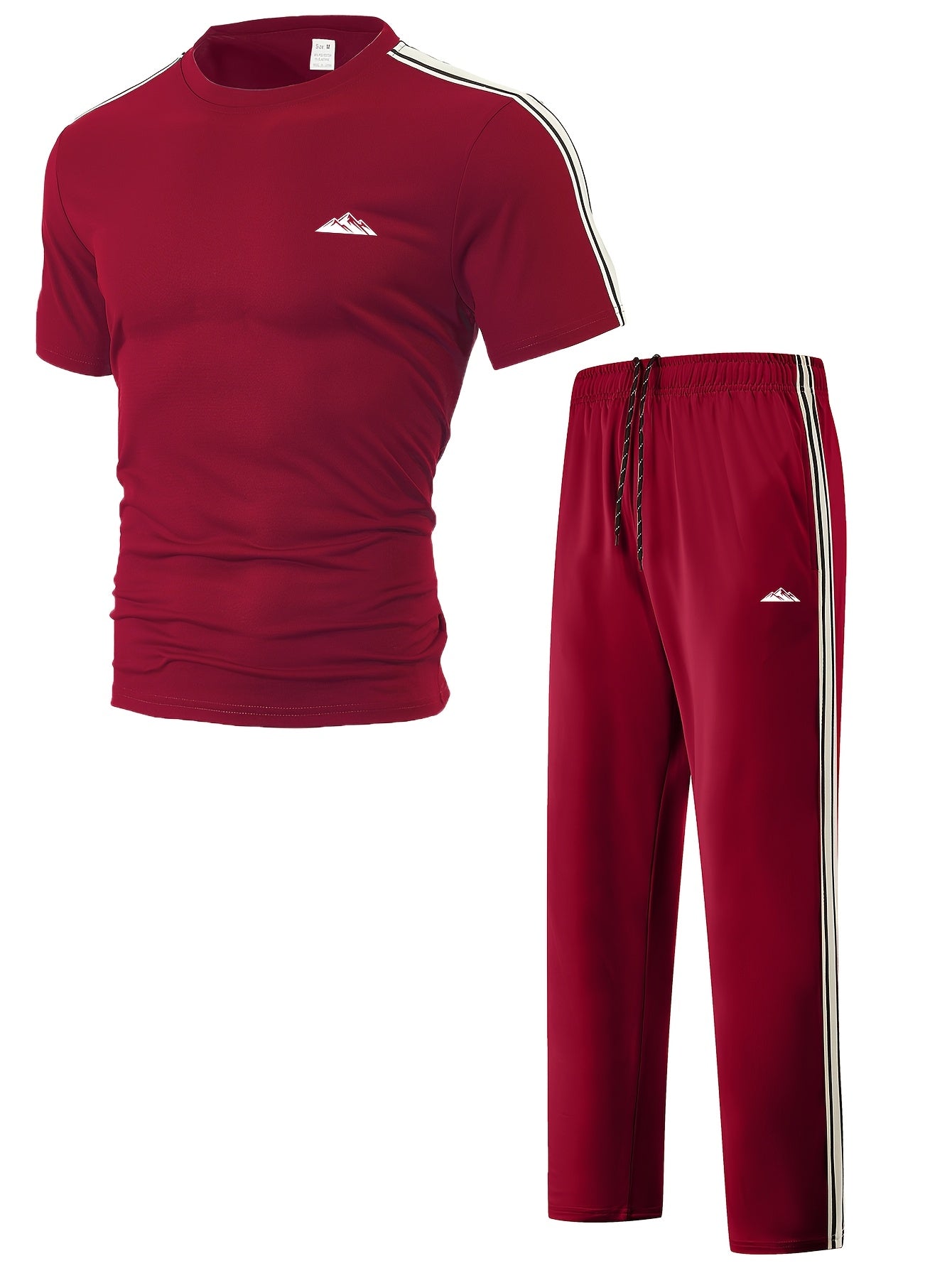 Men's Summer Quick-Dry Tracksuit Set with Striped Tee & Sweatpants