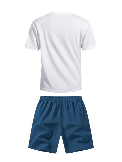 Boys' Quick-Dry Summer Shirt & Shorts Set with Reflective Strips