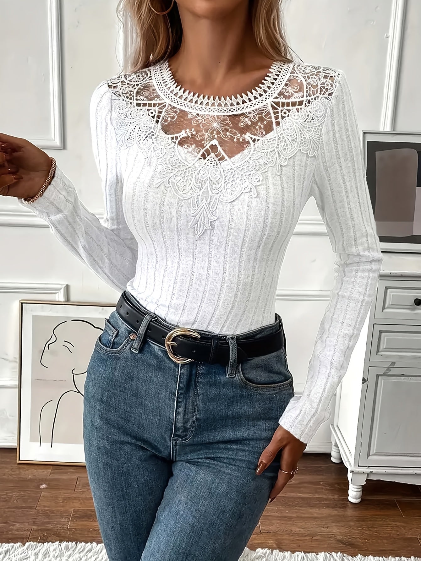 Directional Women'S French Lace Long Sleeve T-Shirt