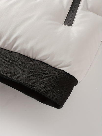 Men's Lightweight Jacket with - Winter Warm Coat, Stand Collar & Zippered Pockets, Beige/ & Black, Machine Washable (No Dry Clean) - Casual & Formal Outerwear for Cold Weather (-Filled)