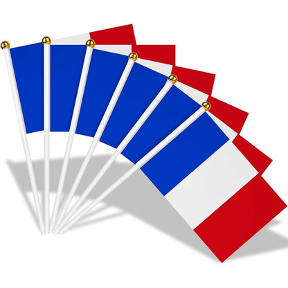 French Hand-Waving Flags 12/6 Pack for Sports & Party Decor
