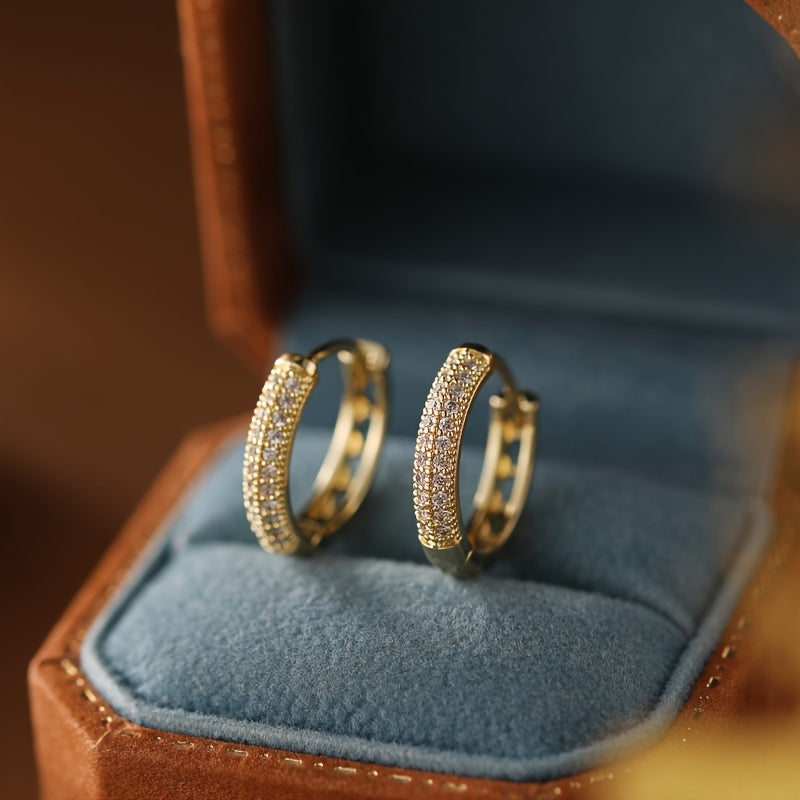 Elegant Circular Luxury Earrings with Glass Inlay for Women