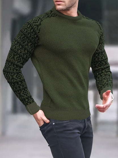 Men'S Long-Sleeve T-Shirt in a Heavy Waffle Knit for Autumn, Perfect for Casual Wear