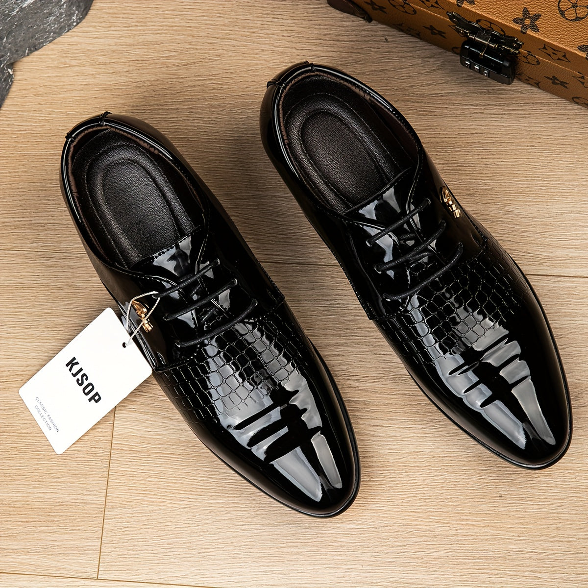 Men's Dress Shoes, British Style Elegant Lace-up Pointed Toe Loafers, Wedding Shoes, Gift for Men, Youth Formal Business Casual Shoes, Black - ayq