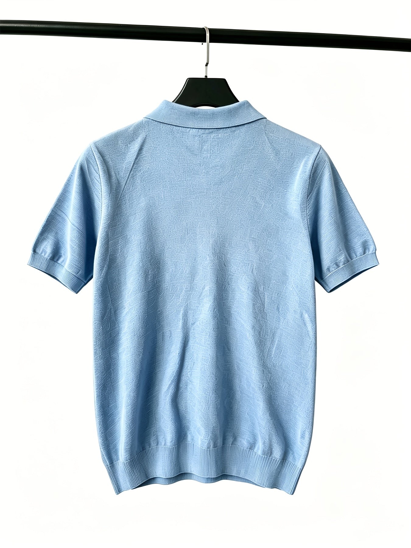 Men's Knit Polo Shirt with Geometric Pattern - Lightweight Summer Styl